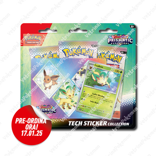 Collezione Evoluzioni Prismatiche con Adesivo Eevee, Leafeon e Umbreon ITA - VetrinaPokemon